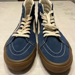 Vans Blue and Cream High-Top Sneakers